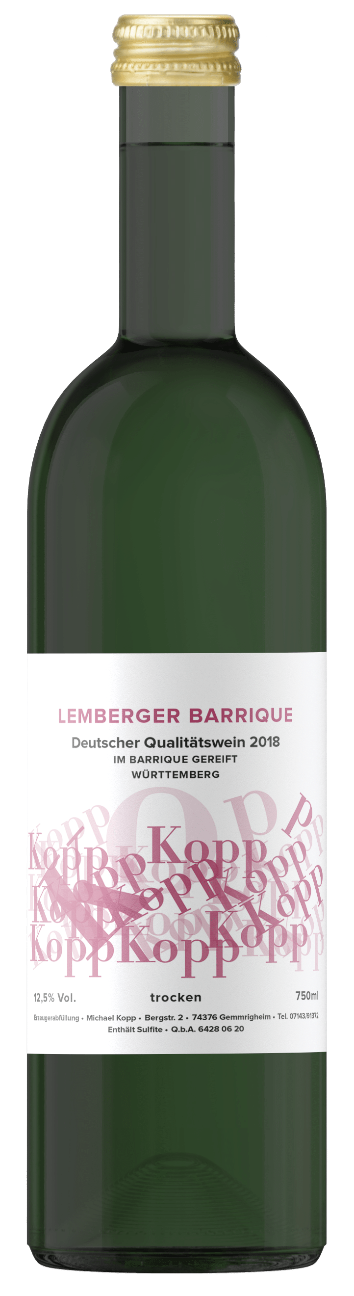 Lemberger Barrique 2018 trocken Weinbau Kopp